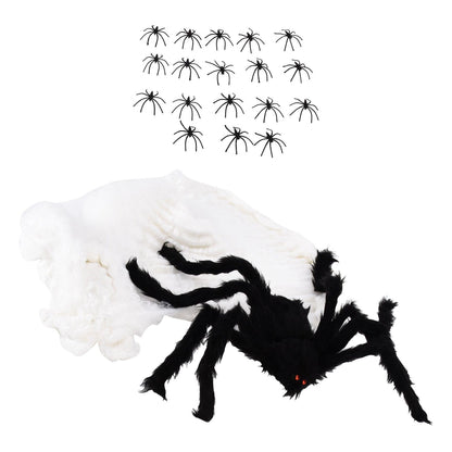 Decorative Spider Spook House Artificial Spider with Fake Cobweb for Party Halloween Festival Decoration