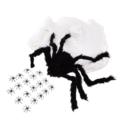 Decorative Spider Spook House Artificial Spider with Fake Cobweb for Party Halloween Festival Decoration
