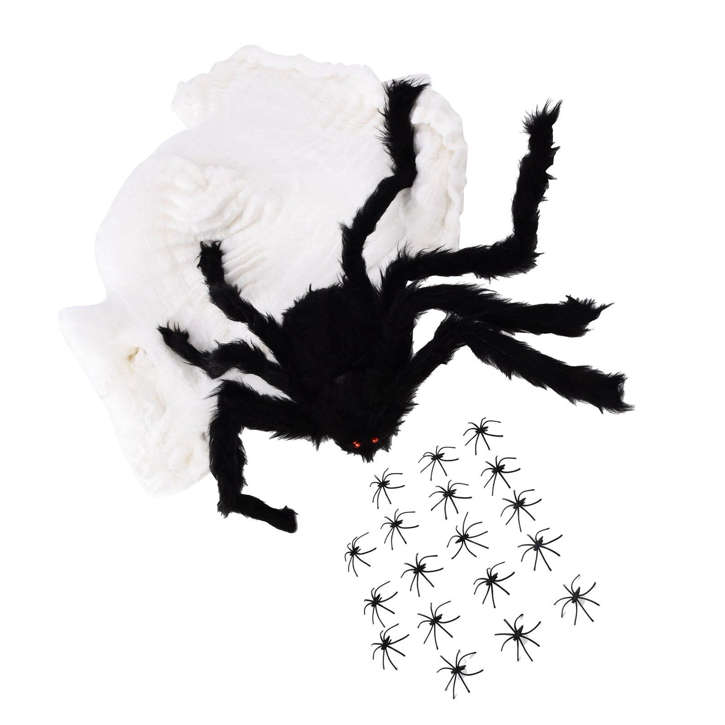 Decorative Spider Spook House Artificial Spider with Fake Cobweb for Party Halloween Festival Decoration