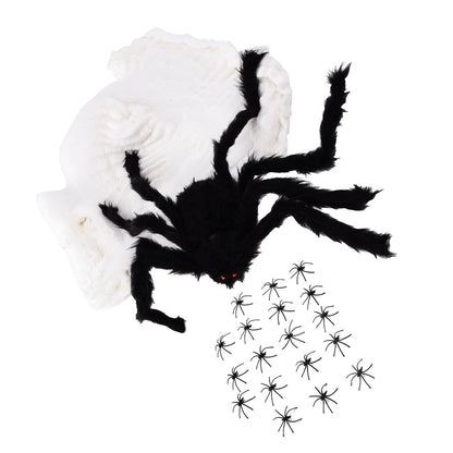 Decorative Spider Spook House Artificial Spider with Fake Cobweb for Party Halloween Festival Decoration