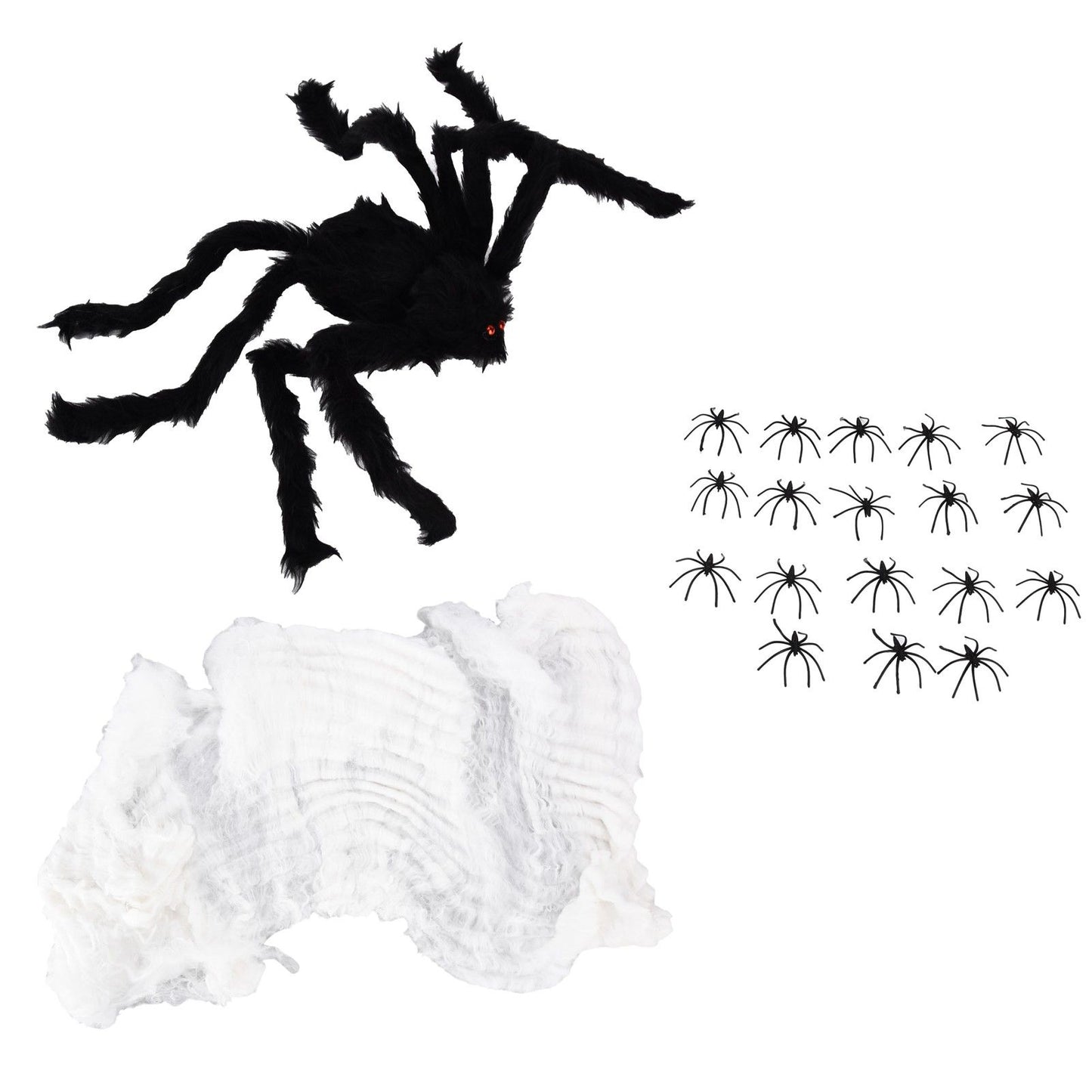 Decorative Spider Spook House Artificial Spider with Fake Cobweb for Party Halloween Festival Decoration