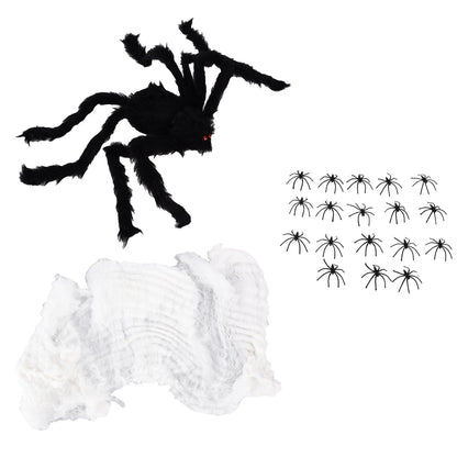 Decorative Spider Spook House Artificial Spider with Fake Cobweb for Party Halloween Festival Decoration