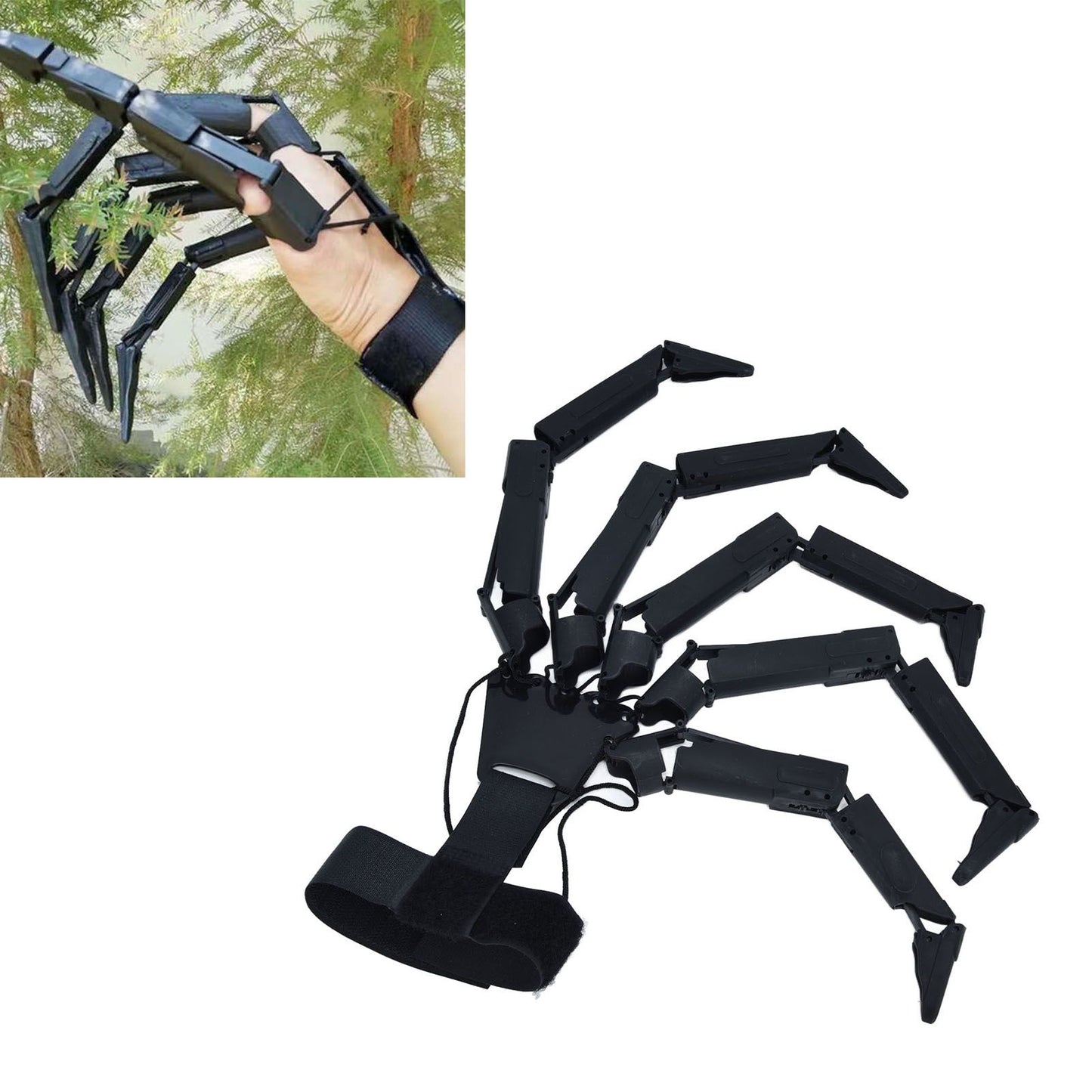 Halloween Articulated Fingers 3 Dimensions Printed Articulated Finger Extensions for Halloween Party CosplayBlack Right Hand
