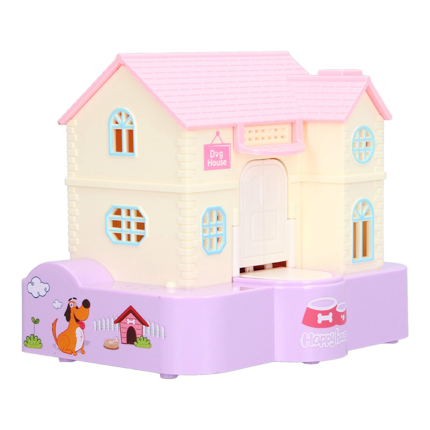 Doghouse Money Saving Box Automatic Coin Swallowing with Light Music Effects Toy Gift for KidsPurple Fortune Dog