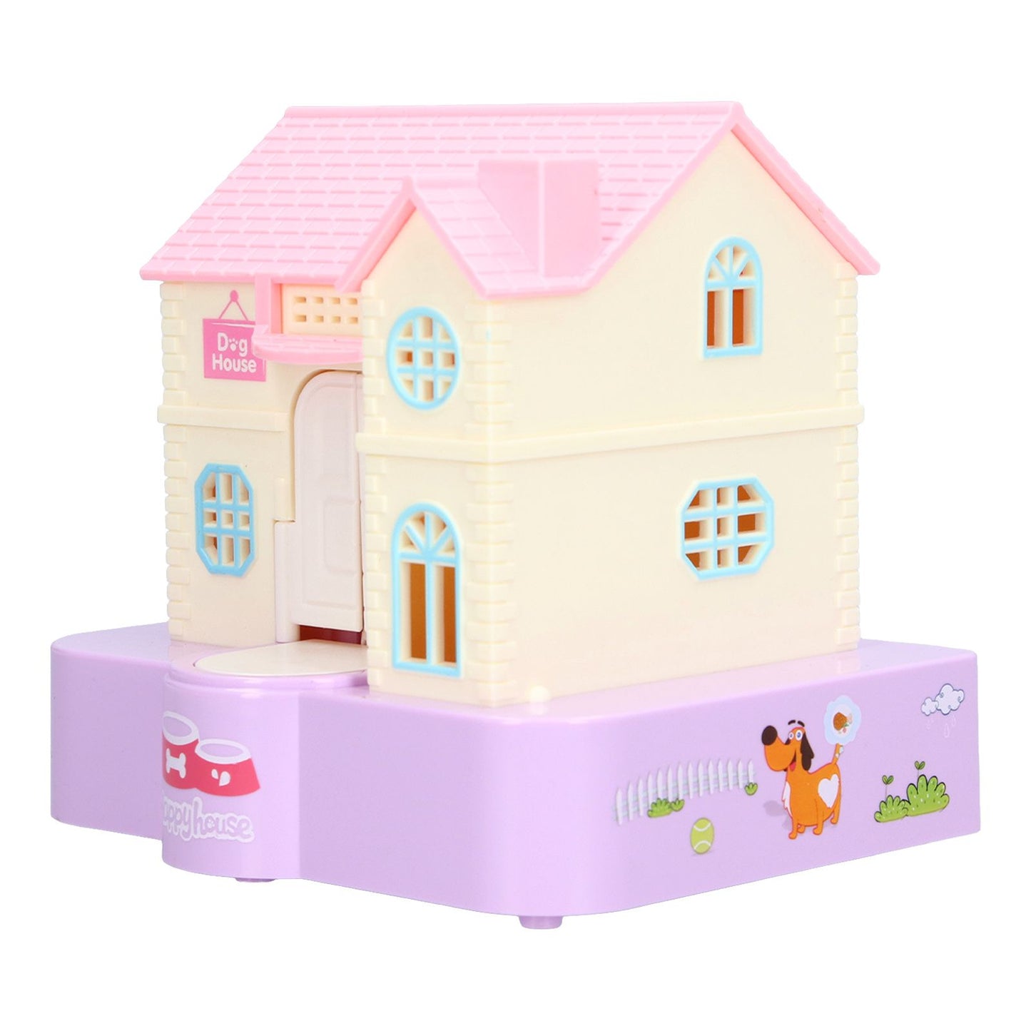Doghouse Money Saving Box Automatic Coin Swallowing with Light Music Effects Toy Gift for KidsPurple Fortune Dog