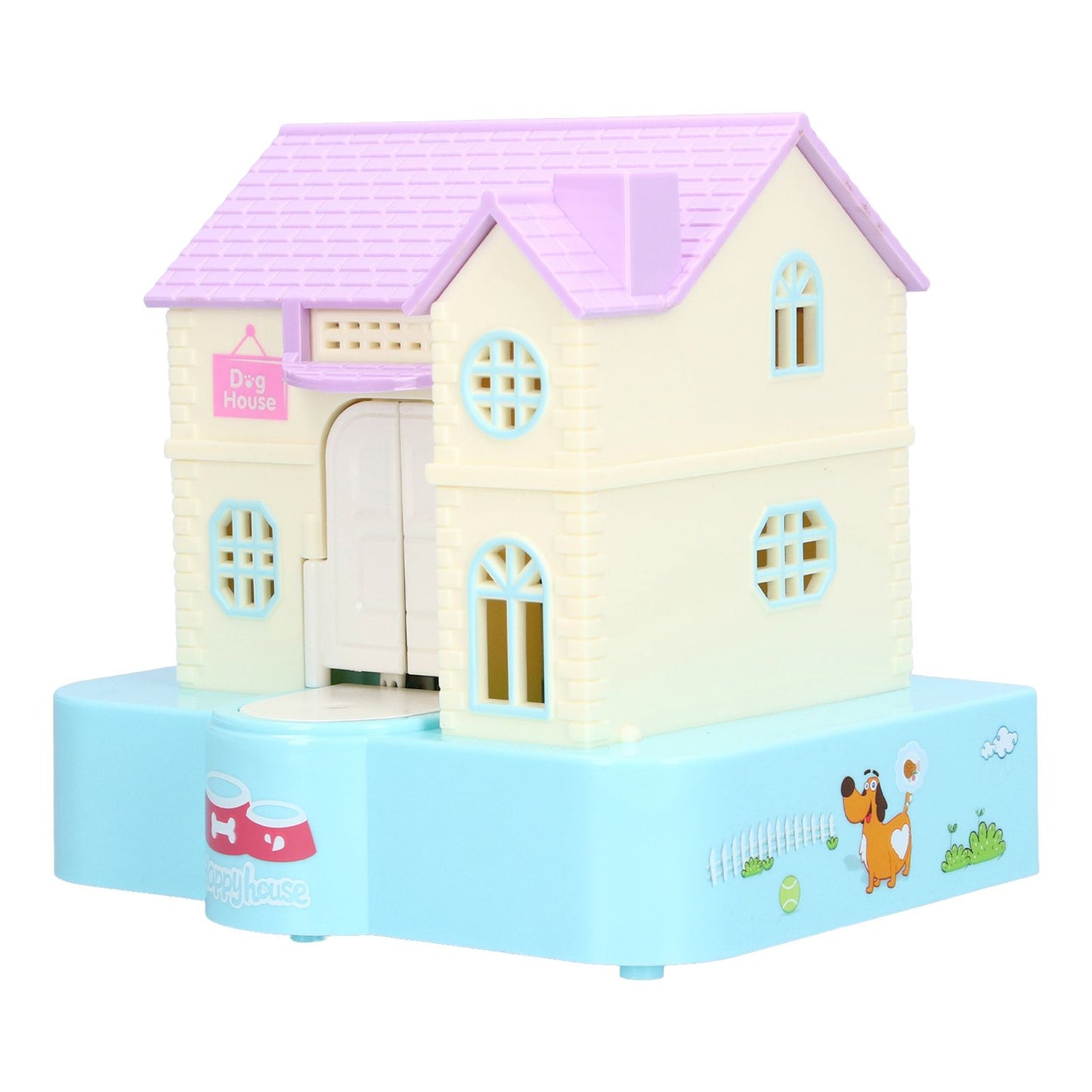 Doghouse Money Saving Box Automatic Coin Swallowing with Light Music Effects Toy Gift for KidsBlue Fortune Dog
