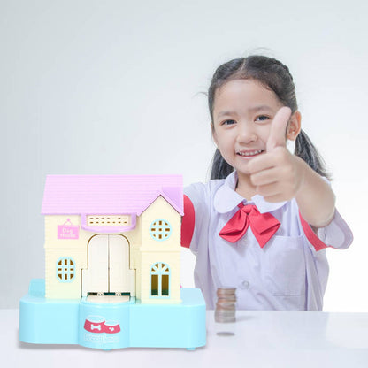 Doghouse Money Saving Box Automatic Coin Swallowing with Light Music Effects Toy Gift for KidsBlue Fortune Dog