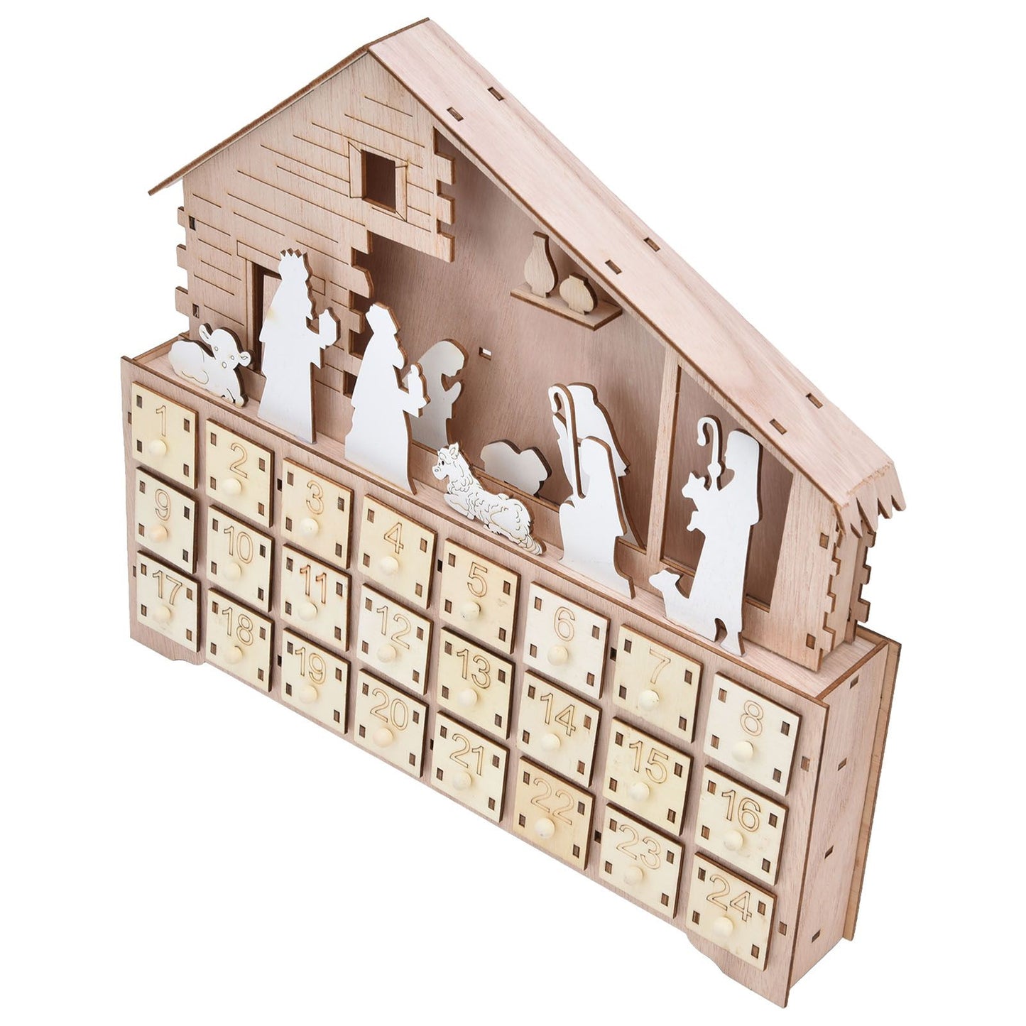 LED Light Calendar Wooden Desk Calendar Christmas Advent Calendar Ornament for Holiday Decoration