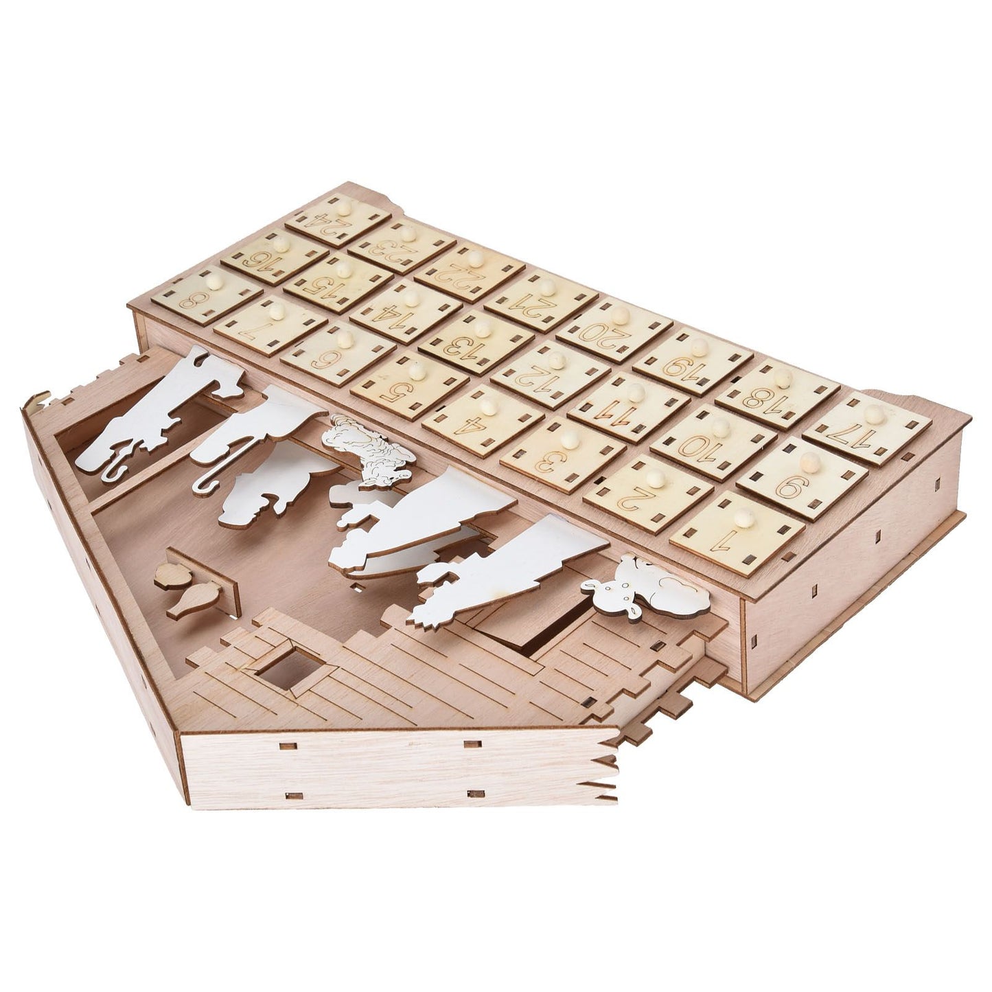 LED Light Calendar Wooden Desk Calendar Christmas Advent Calendar Ornament for Holiday Decoration