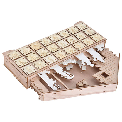 LED Light Calendar Wooden Desk Calendar Christmas Advent Calendar Ornament for Holiday Decoration