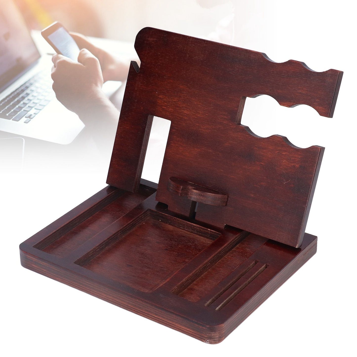 Desktop Storage Bracket Multifunctional Wooden Mobile Phone Base Watch Glasses Key Desktop Storage Bracket