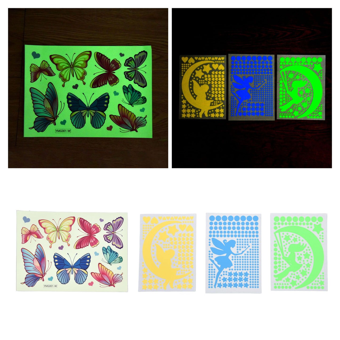 4Pcs Wall Stickers PVC Material Self Adhesive Luminous Design Cute Exquisite Wall Paper Decor