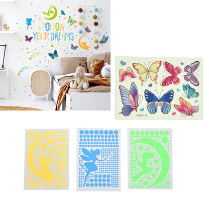 4Pcs Wall Stickers PVC Material Self Adhesive Luminous Design Cute Exquisite Wall Paper Decor