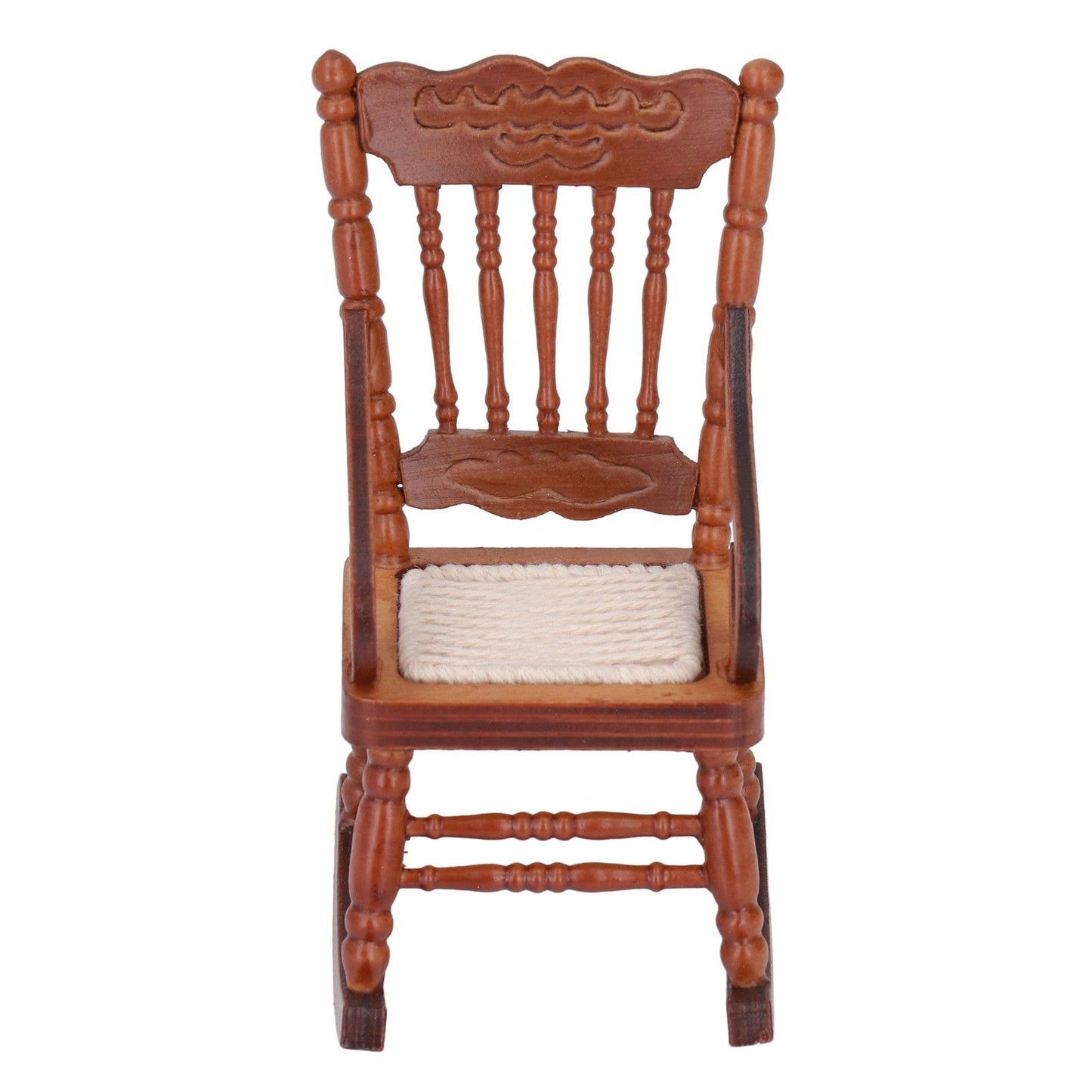 Dollhouse Miniature Chair Exquisite Details Bright Color Miniature Dollhouse Wooden Furniture for 1:12 DollhouseBrown