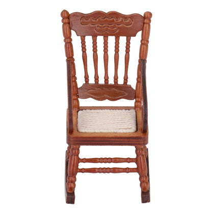 Dollhouse Miniature Chair Exquisite Details Bright Color Miniature Dollhouse Wooden Furniture for 1:12 DollhouseBrown