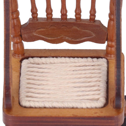 Dollhouse Miniature Chair Exquisite Details Bright Color Miniature Dollhouse Wooden Furniture for 1:12 DollhouseBrown