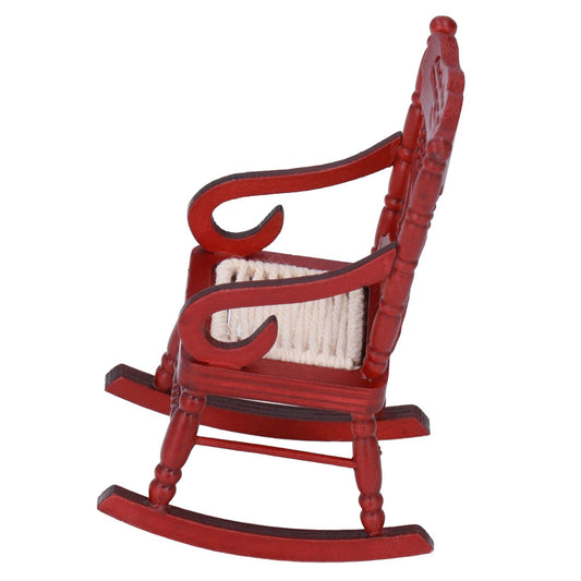 Dollhouse Miniature Chair Exquisite Details Bright Color Miniature Dollhouse Wooden Furniture for 1:12 DollhouseMahogany Color