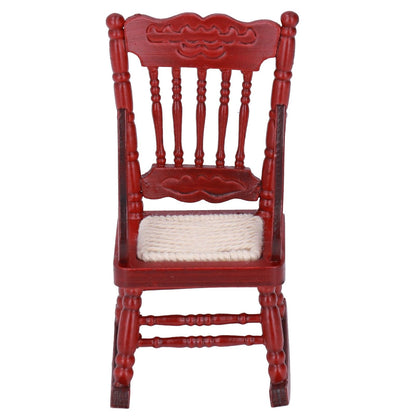 Dollhouse Miniature Chair Exquisite Details Bright Color Miniature Dollhouse Wooden Furniture for 1:12 DollhouseMahogany Color