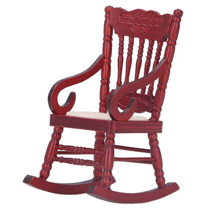 Dollhouse Miniature Chair Exquisite Details Bright Color Miniature Dollhouse Wooden Furniture for 1:12 DollhouseMahogany Color