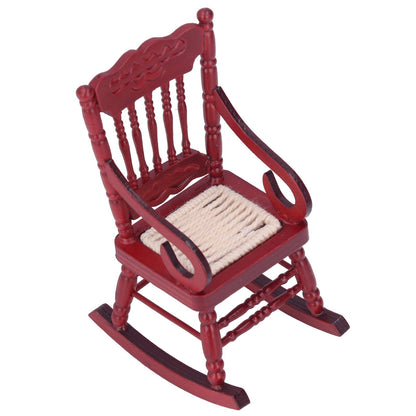 Dollhouse Miniature Chair Exquisite Details Bright Color Miniature Dollhouse Wooden Furniture for 1:12 DollhouseMahogany Color