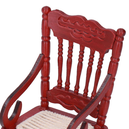 Dollhouse Miniature Chair Exquisite Details Bright Color Miniature Dollhouse Wooden Furniture for 1:12 DollhouseMahogany Color