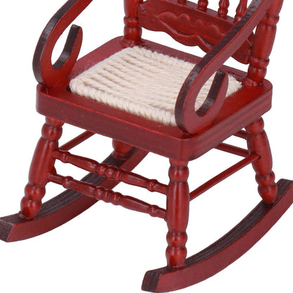 Dollhouse Miniature Chair Exquisite Details Bright Color Miniature Dollhouse Wooden Furniture for 1:12 DollhouseMahogany Color