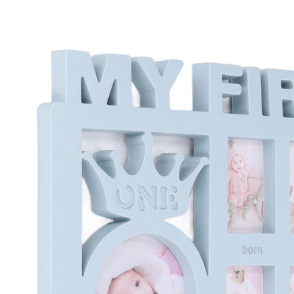 Newborn Photo Frame Durable Polished 12 Small Picture Frames Record Baby's Monthly Growth Baby Photo Frame for GiftBlue