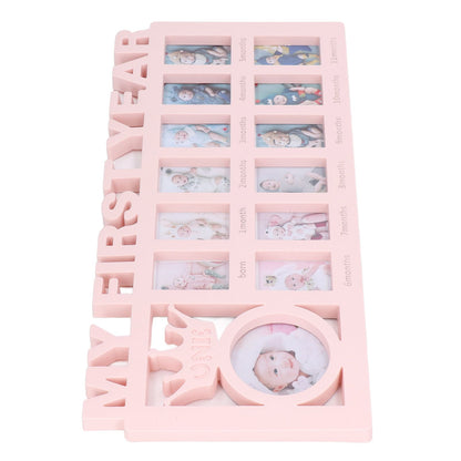 Newborn Photo Frame Durable Polished 12 Small Picture Frames Record Baby's Monthly Growth Baby Photo Frame for GiftPink