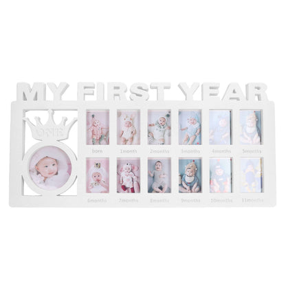 Newborn Photo Frame Durable Polished 12 Small Picture Frames Record Baby's Monthly Growth Baby Photo Frame for GiftWhite