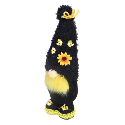 Faceless Doll Delicate Cute Mascot Plush Gnome with Yellow Sunflower Flower Gnome Doll for Easter Wedding Birthday Black