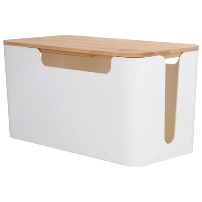 Cable Box Small Cable Management Box with A Wooden Lid for Cord Hider TV Wires Routers Computers Wires Home and Office