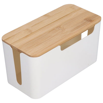 Cable Box Small Cable Management Box with A Wooden Lid for Cord Hider TV Wires Routers Computers Wires Home and Office