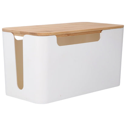 Cable Box Small Cable Management Box with A Wooden Lid for Cord Hider TV Wires Routers Computers Wires Home and Office
