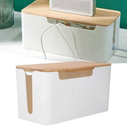 Cable Box Small Cable Management Box with A Wooden Lid for Cord Hider TV Wires Routers Computers Wires Home and Office