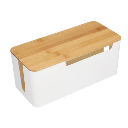 Cable Management Box Stylish Extension Socket Cord Organizer Box with Cover for Router Desk Power Strip