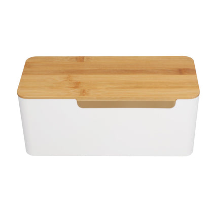 Cable Management Box Stylish Extension Socket Cord Organizer Box with Cover for Router Desk Power Strip