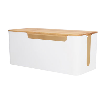 Cable Management Box Stylish Extension Socket Cord Organizer Box with Cover for Router Desk Power Strip