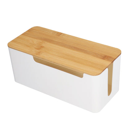 Cable Management Box Stylish Extension Socket Cord Organizer Box with Cover for Router Desk Power Strip