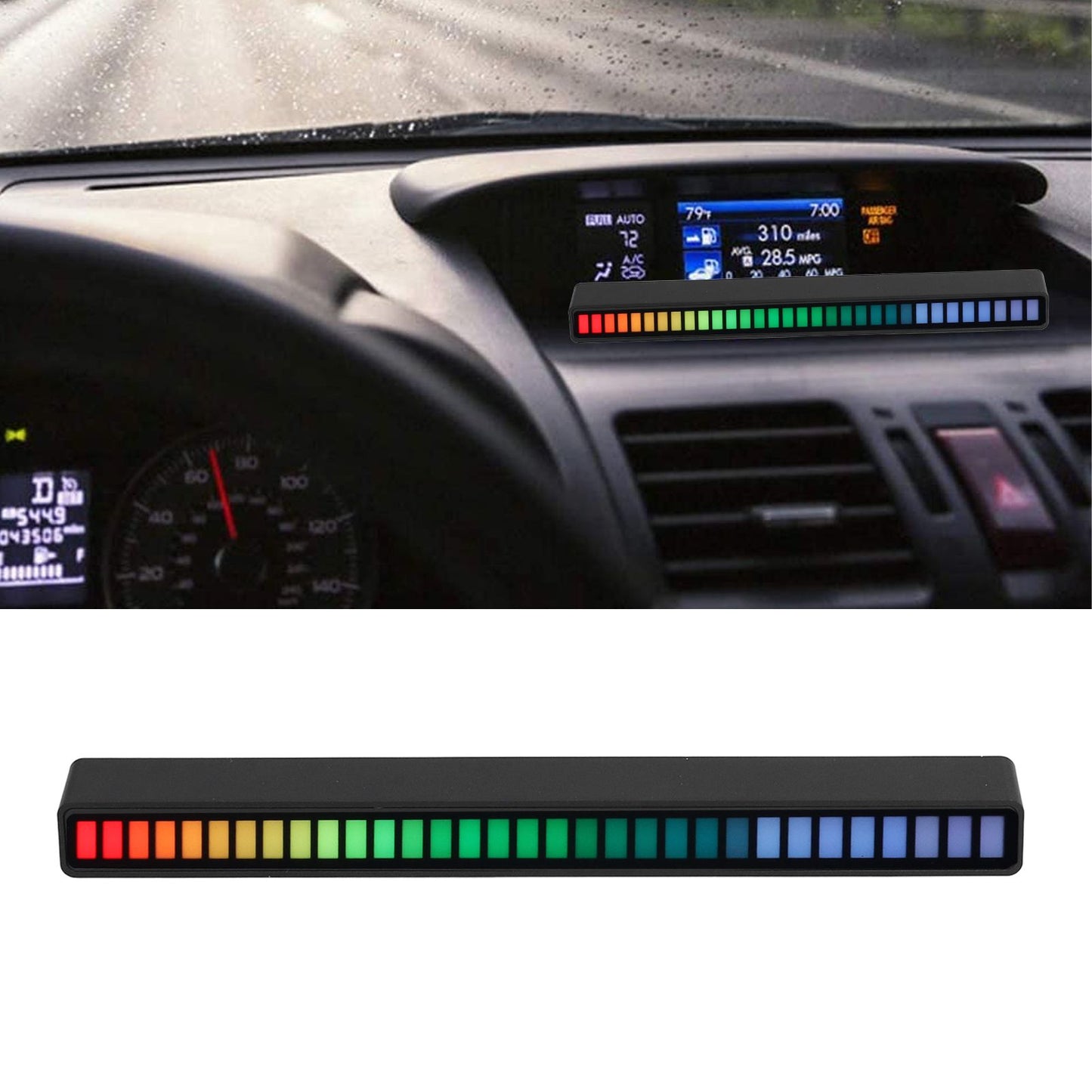 RGB Light Bar Voice Control Ambient Light Music Atmosphere Lamp USB for Car Home StudioBlack
