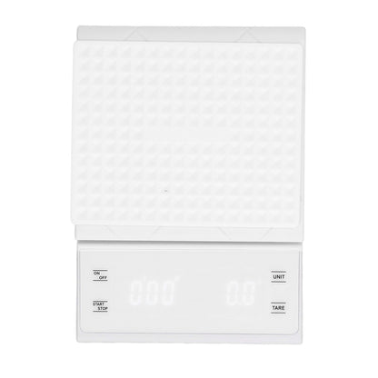 3kg/0.1g LED Display Electronic Scale Portable Timing Kitchen Coffee Scale with Non Slip Pads White