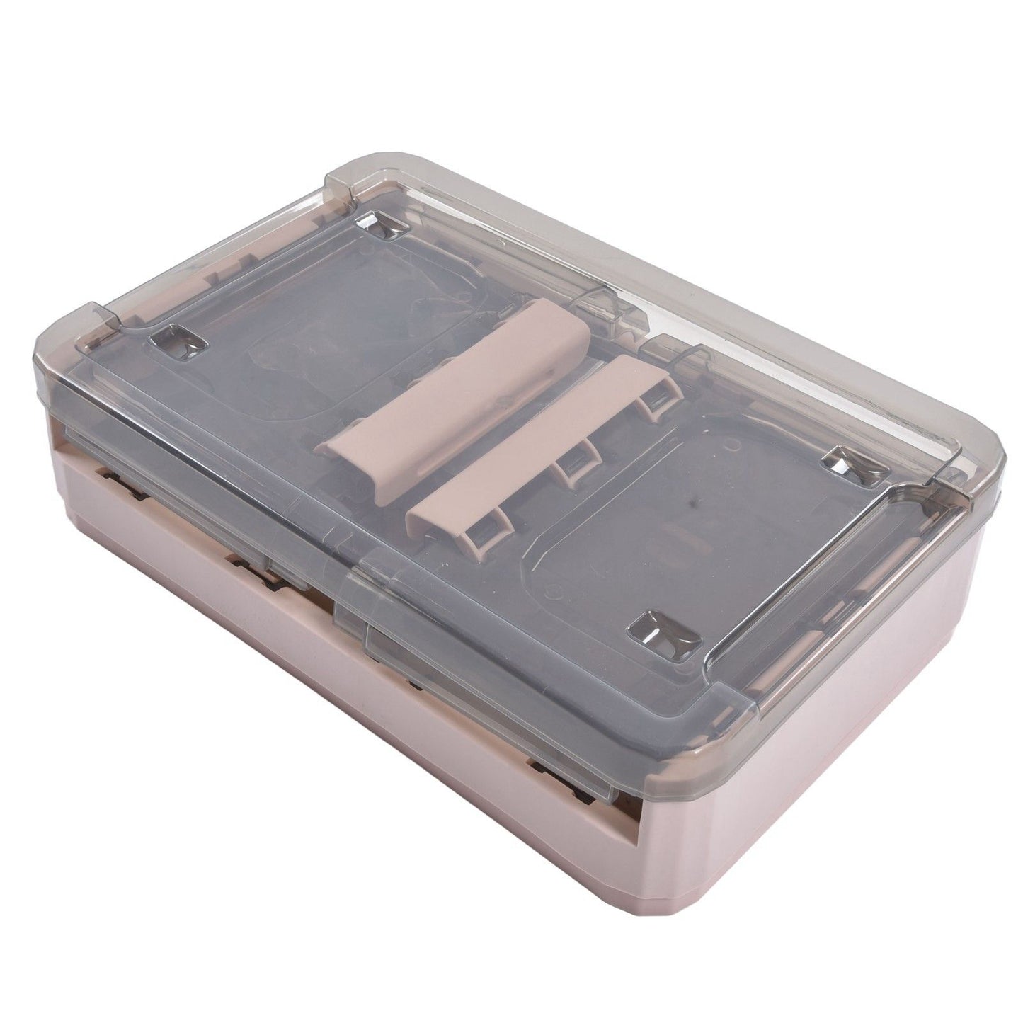 Stackable Storage Bin 35L Pink Double Door 4 Wheel Foldable Stackable Storage Box for Office Home Bedroom
