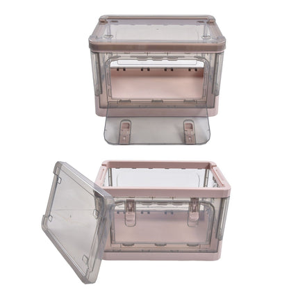 Stackable Storage Bin 35L Pink Double Door 4 Wheel Foldable Stackable Storage Box for Office Home Bedroom