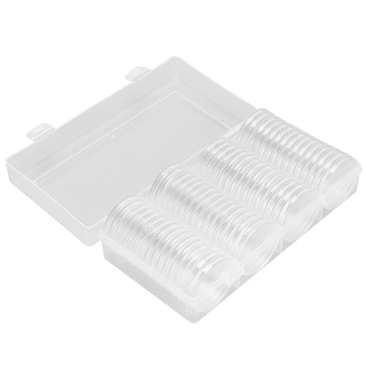 Clear Coin Storage Box 60 Pieces 41mm Coin Capsules Coin Collection Container Box for Coin Collector