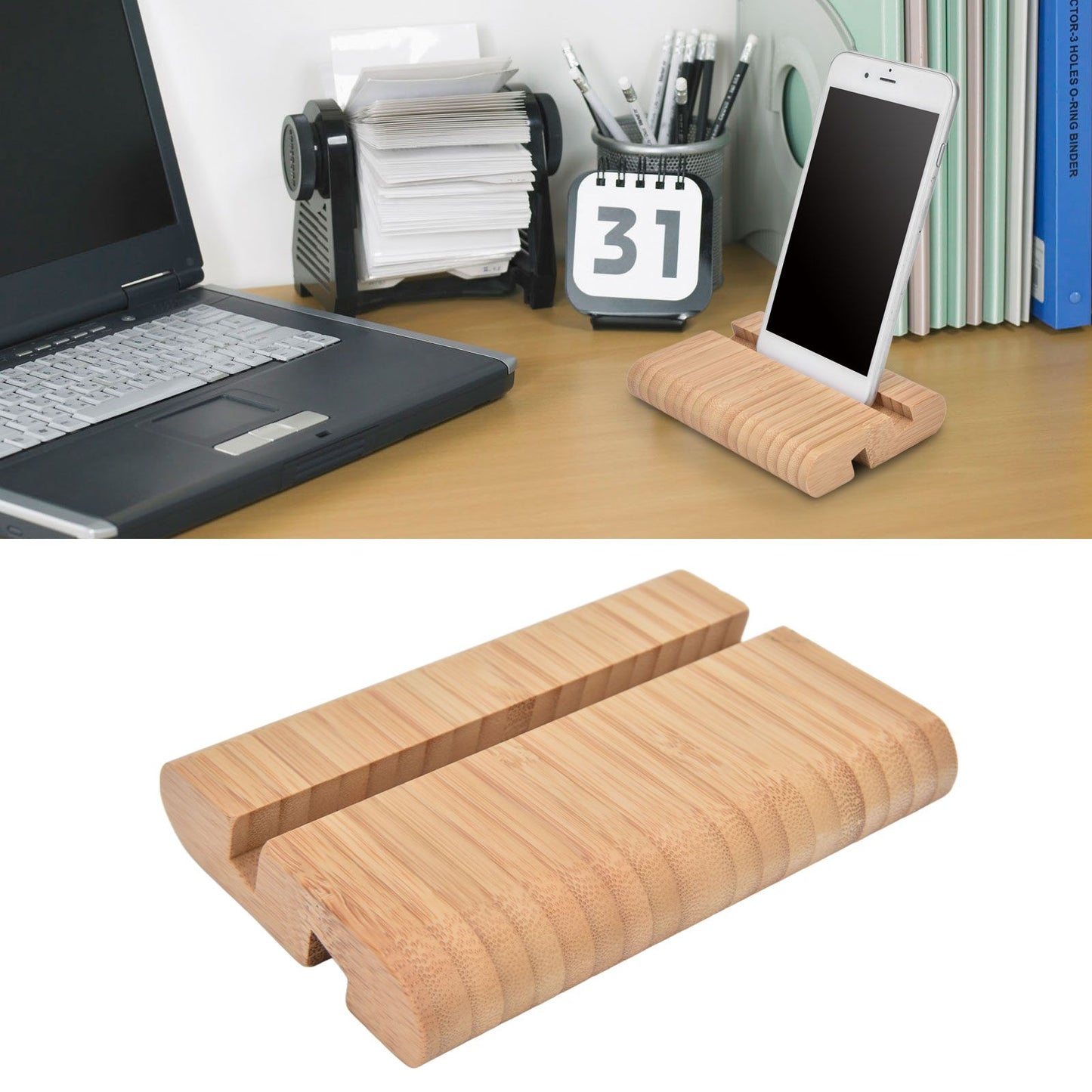 Portable Phone Stand Mobile Phone Support Holder Bamboo Desktop Tablet Stand for Bedroom
