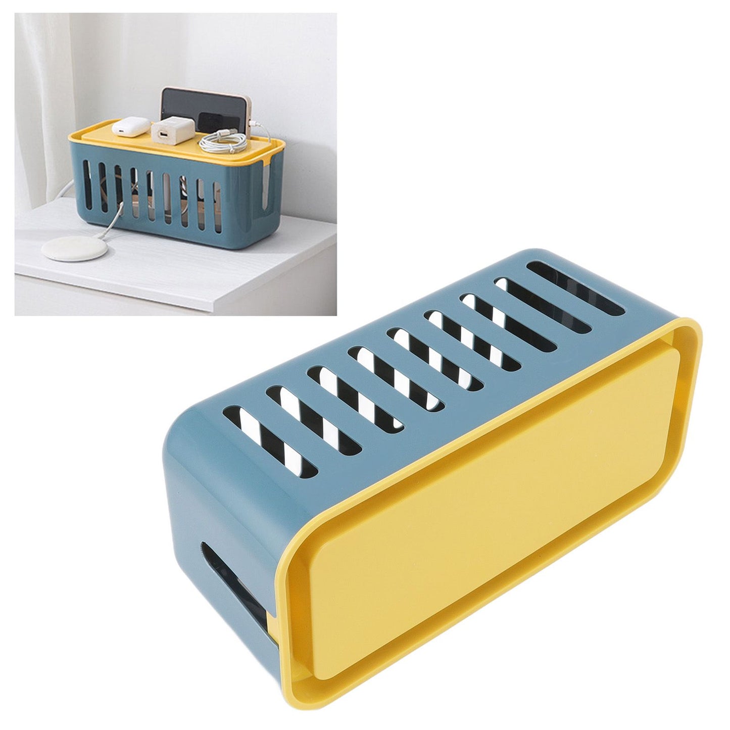 Cable Organizer Box Large Capacity Durable Plastic Flame Retardant High Safety Cord Management Box for PC TV Appliances