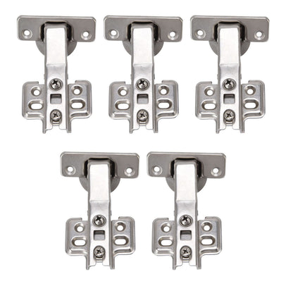 5Pcs Hydraulic Buffer Hinge Reduce Noise Closing Speed Anti Rust Cabinet Door Butt Hinge for Home Wardrobes Bookcases Type A