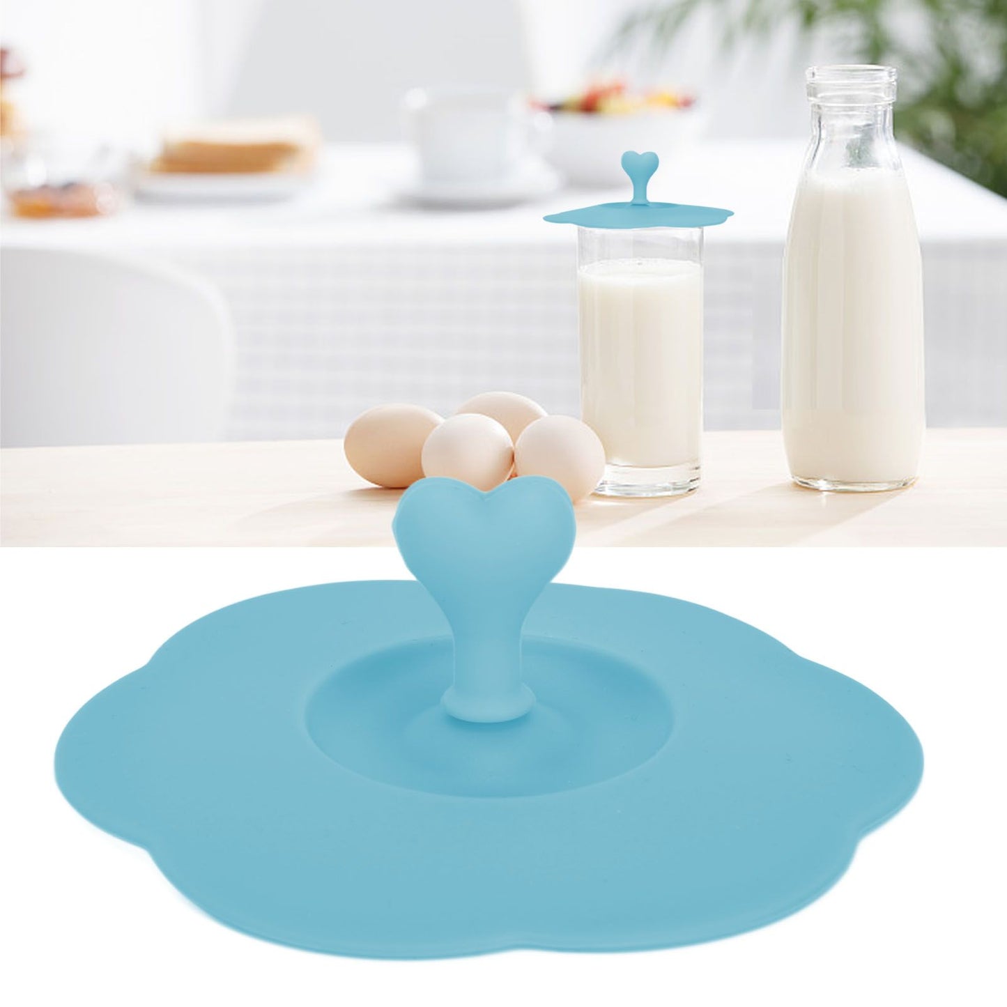 Silicone Lid Dustproof Heat Resistant Hot and Cold Beverage Cup Lid for Kitchen HomeBlue
