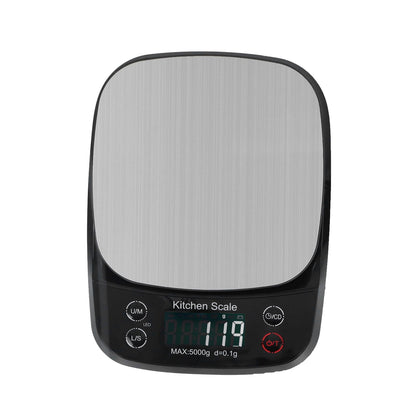 Kitchen Digital Scale Household Stainless Steel Rechargeable Baking Scale for Weighing Food Black5kg/0.1g