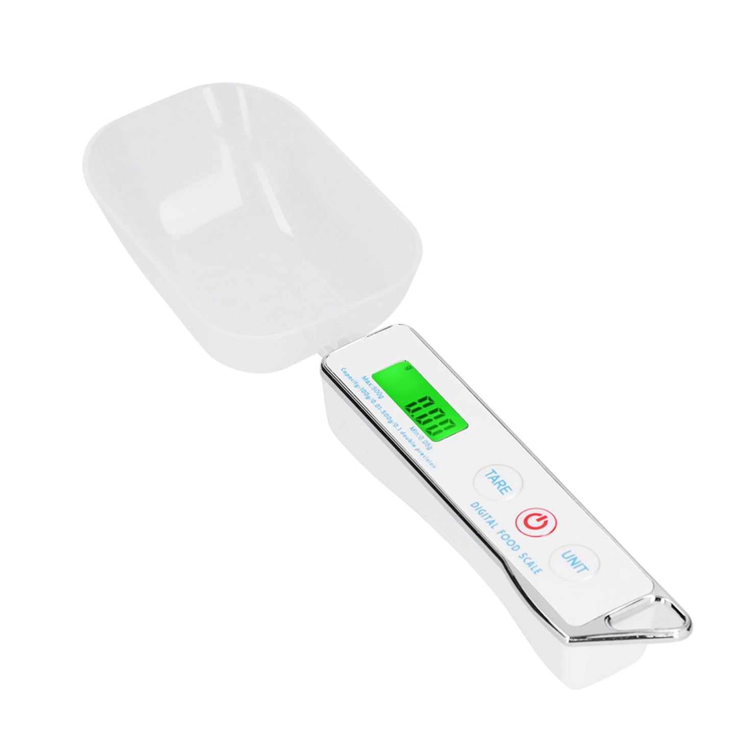 Digital Spoon Scale Household Portable Stainless Steel Kitchen Baking Scale for Flour Tea Spices 500g/0.1gWhite