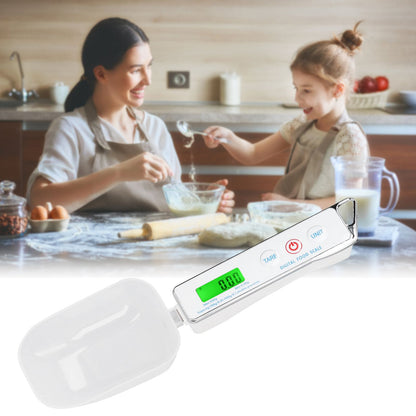 Digital Spoon Scale Household Portable Stainless Steel Kitchen Baking Scale for Flour Tea Spices 500g/0.1gWhite